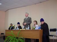 Deputy Minister of Culture Michail Krasnov leading the presentation