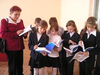 Chuvash school-children with their teacher